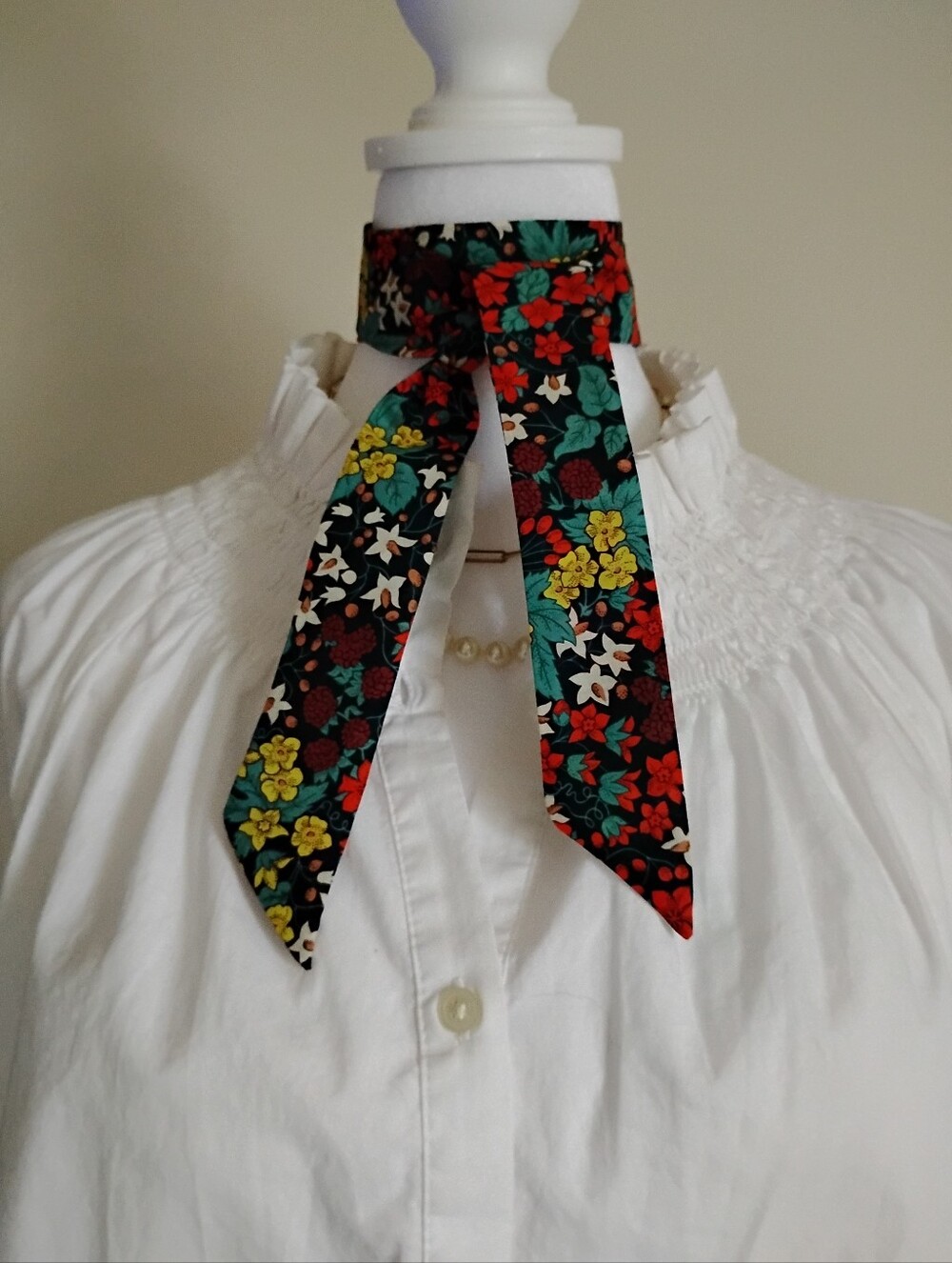 Liberty Art Fabric Tana Lawn Super Skinny Scarf Harvest Berry Colorful Floral - Picture 9 of 13